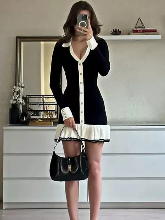 Elegant Knit Ruffled Dress