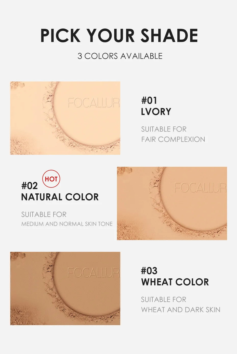 FOCALLURE Oil-Control Pressed Powder